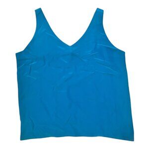 Vintage Autograph 100% Silk Shell Turquoise Jewel Tone Blouse L